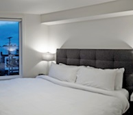 Master Bedroom King Mattress Fully Furnished Suite Victoria B&W