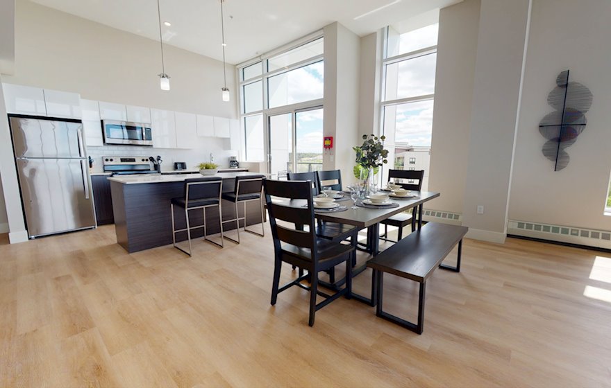 14 Open Space Living Room Dining Room and Kitchen Fully Furnished Apartment Suite Halifax NS