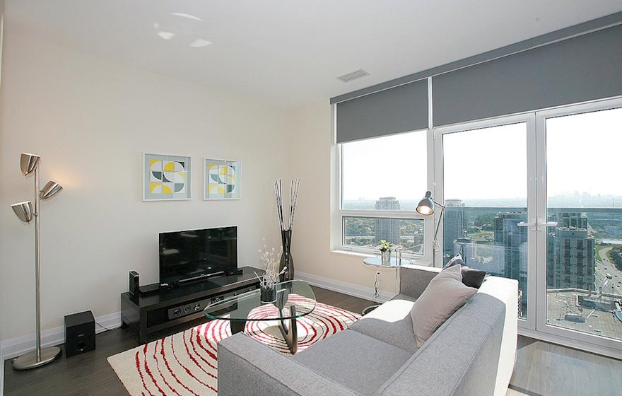 Living Room Free WiFi Fully Furnished Apartment Suite North York