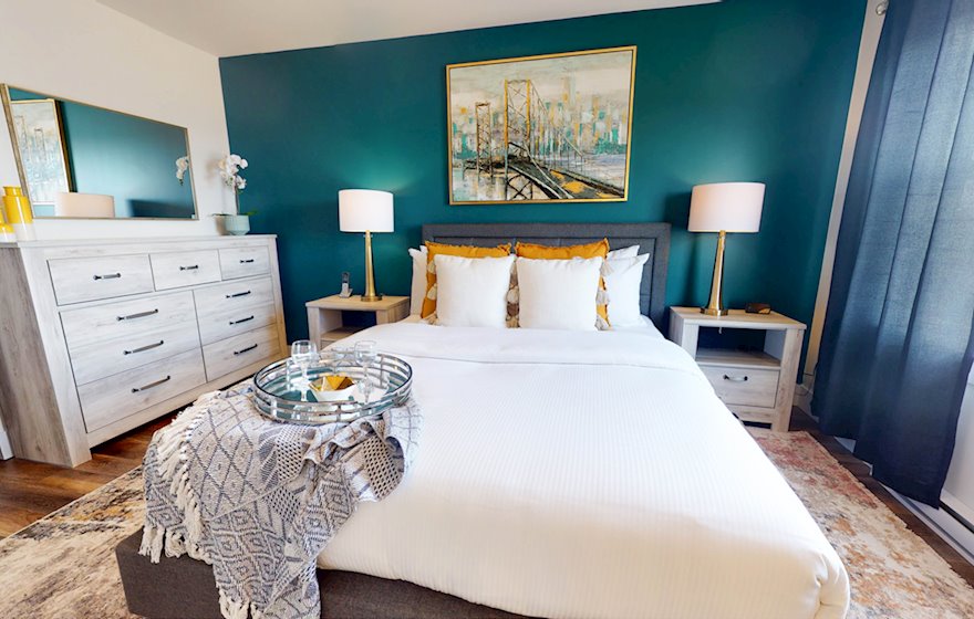 13 Primary Bedroom Queen Mattress Fully Furnished Short Term Townhouse Rental Dartmouth NS