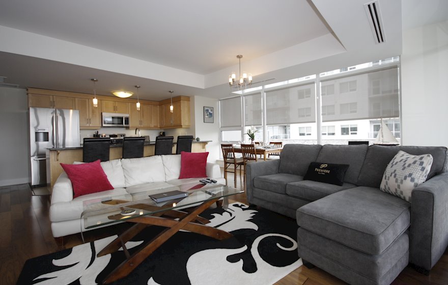 Open Space Living Room Dining Room and Kitchen Fully Furnished Apartment Suite Keelson Dartmouth NS