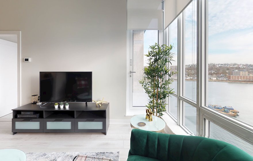 Living Room Free WiFi Fully Furnished Apartment Waterview Suite Dartmouth NS