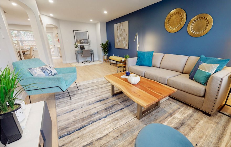 Living Room Temporary Housing Bedford Fully Furnished Short-Term Rental Townhouse Bedford NS