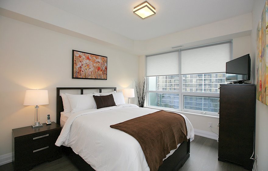 Master Bedroom Queen Mattress Fully Furnished Apartment Suite North York