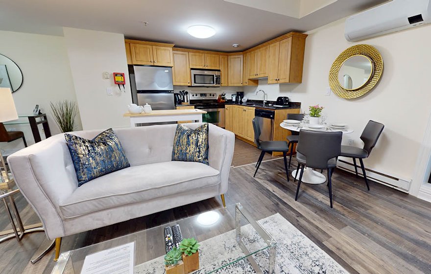 12 Open Space Living Room Dining Room and Kitchen Fully Furnished Apartment Suite Halifax NS