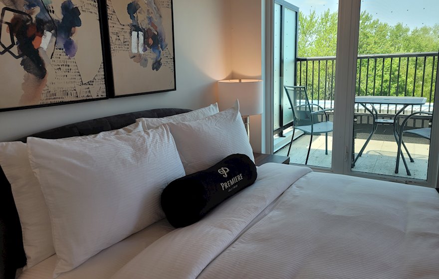Principal Bedroom Queen Mattress Fully Furnished Apartment Suite Toronto East