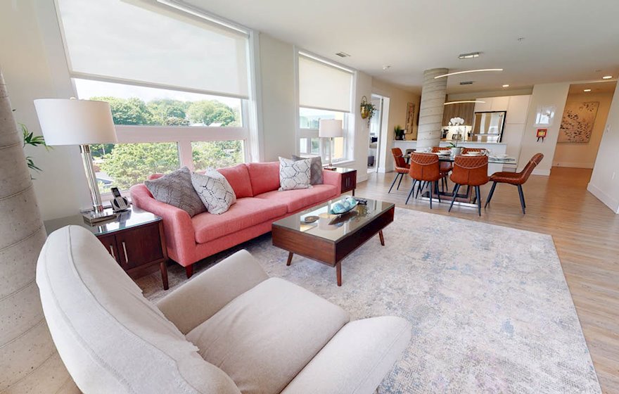 1 Open Space Living Room Dining Room and Kitchen Fully Furnished Apartment Suite Halifax NS