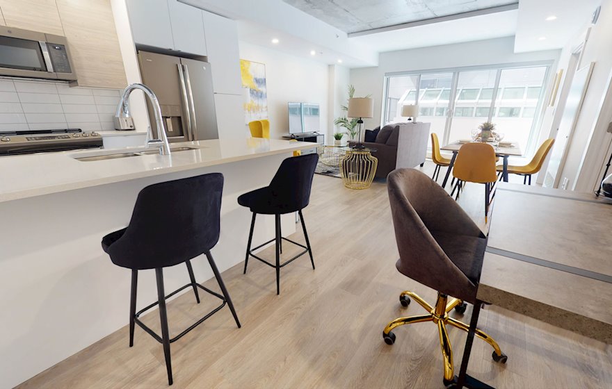 15 Open Space Living Room Dining Room and Kitchen Fully Furnished Apartment Suite Halifax NS