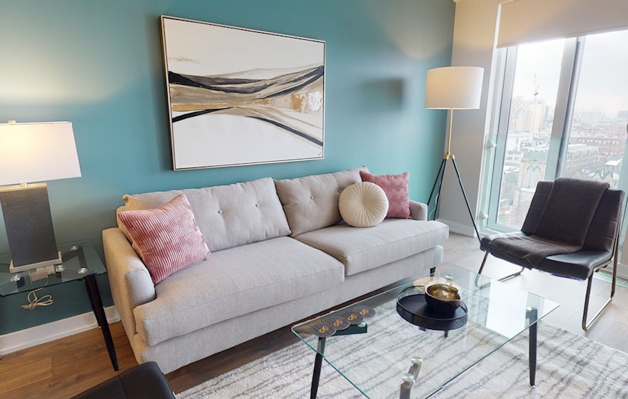 Living Room Free WiFi Fully Furnished Apartment Suite Downtown Toronto