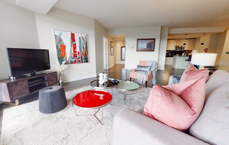 Open Space Living Room Dining Room and Kitchen Fully Furnished Apartment Suite Halifax NS