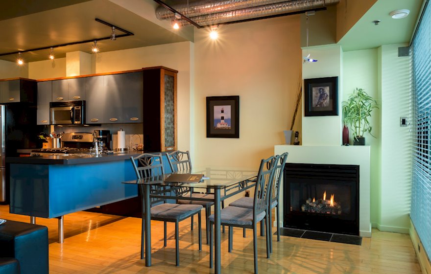Inner Harbour condo, suite 304 open concept living/dining area
