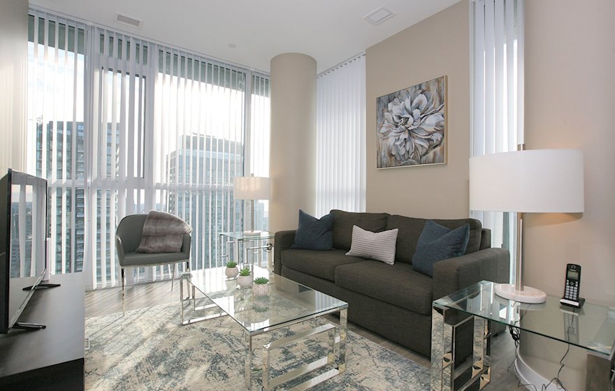 Living Room Free WiFi Fully Furnished Apartment Suite Toronto
