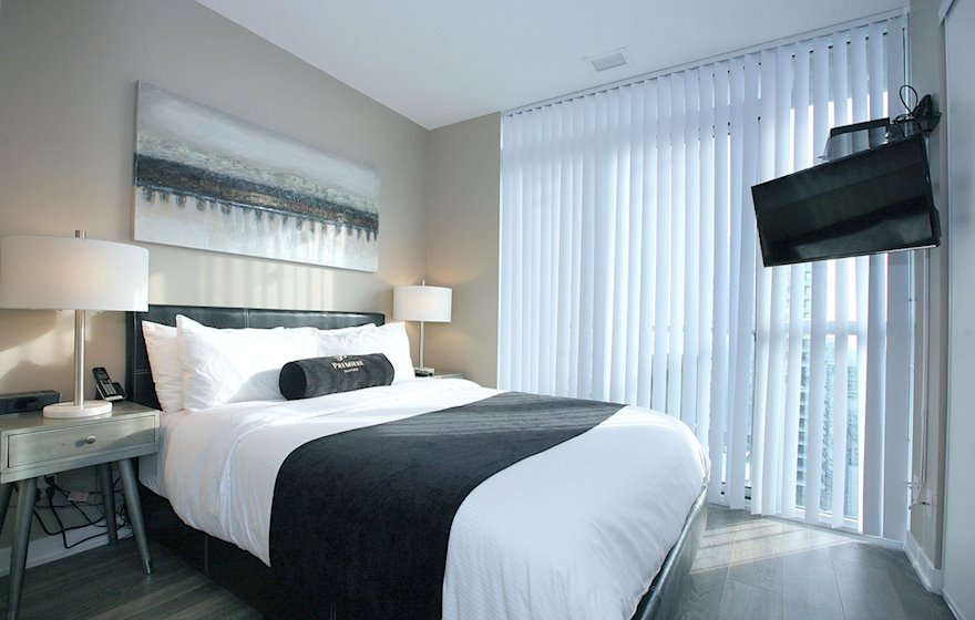 Master Bedroom Queen Mattress Fully Furnished Apartment Suite Toronto