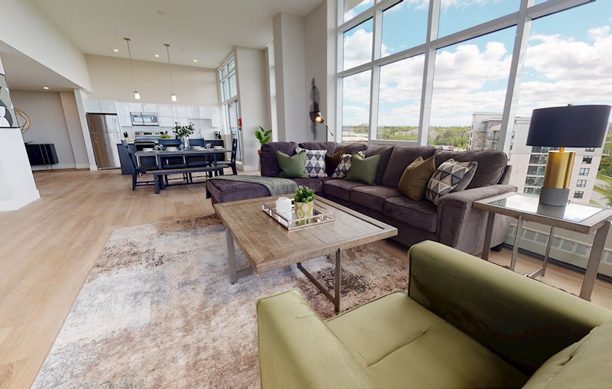 1 Dining Room Living Room Open Concept Kitchen Fully Furnished Apartment Suite Halifax NS