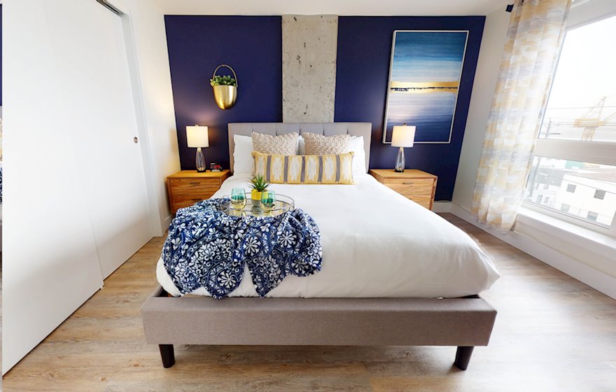 5 Primary Bedroom Queen Mattress Fully Furnished Short Term Apartment Rental Halifax NS