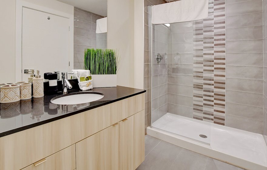 Master Bathroom Walk In Shower Fully Furnished Apartment Suite Dartmouth NS