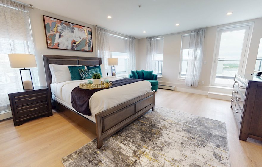 4 Primary Bedroom Queen Mattress Fully Furnished Short Term Apartment Rental Halifax NS