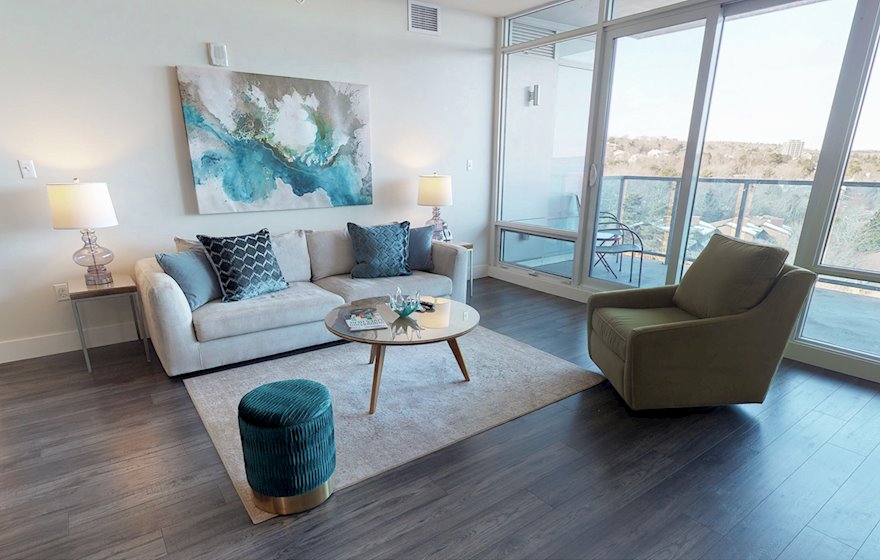 Living Room Free WiFi Fully Furnished Apartment Waterview Suite Halifax NS