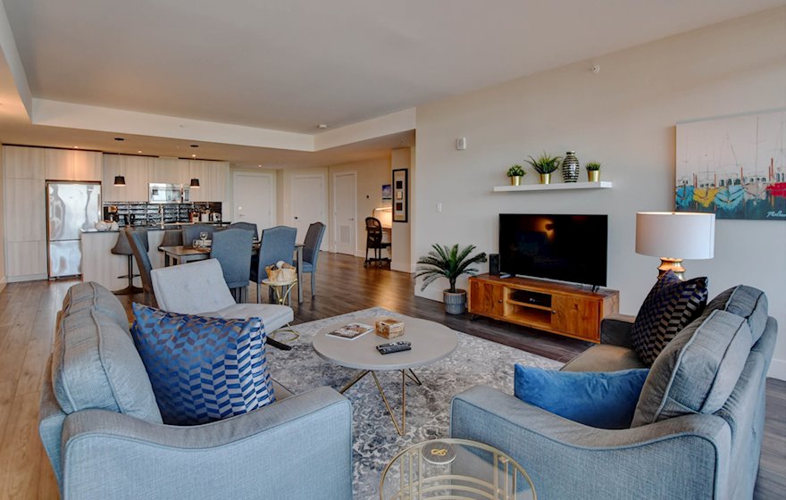 Living Room Free WiFi Fully Furnished Apartment Waterview Suite Halifax NS