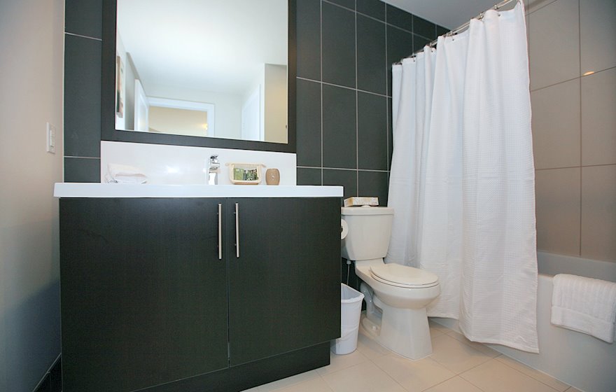 Master Bathroom Soaker Tub Fully Furnished Apartment Suite North York