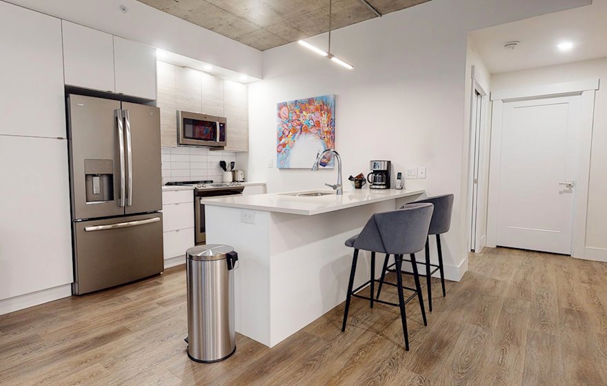 17 Dining Room Living Room Open Concept Kitchen Fully Furnished Apartment Suite Halifax NS