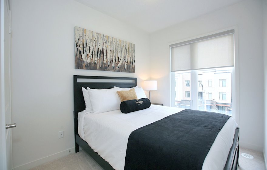 Second Bedroom Queen Mattress Fully Furnished Apartment Suite Maple