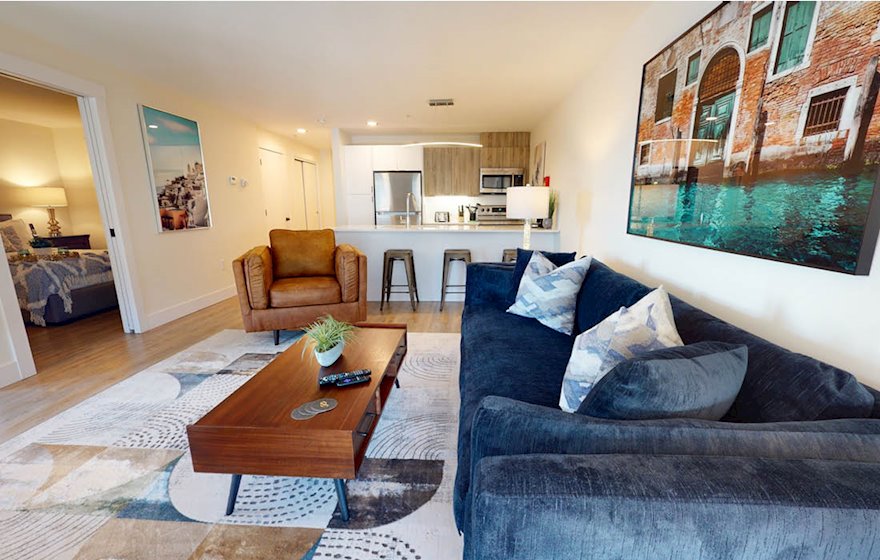 7 Open Space Living Room Dining Room and Kitchen Fully Furnished Apartment Suite Halifax NS