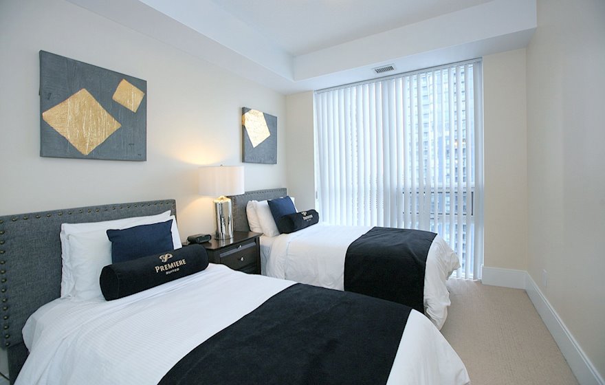 2116-Second Bedroom Two Twin Beds Fully Furnished Apartment Suite Midtown Toronto