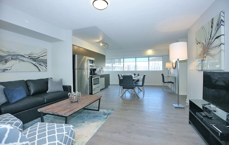 Living Room Free WiFi Fully Furnished Apartment Suite North York