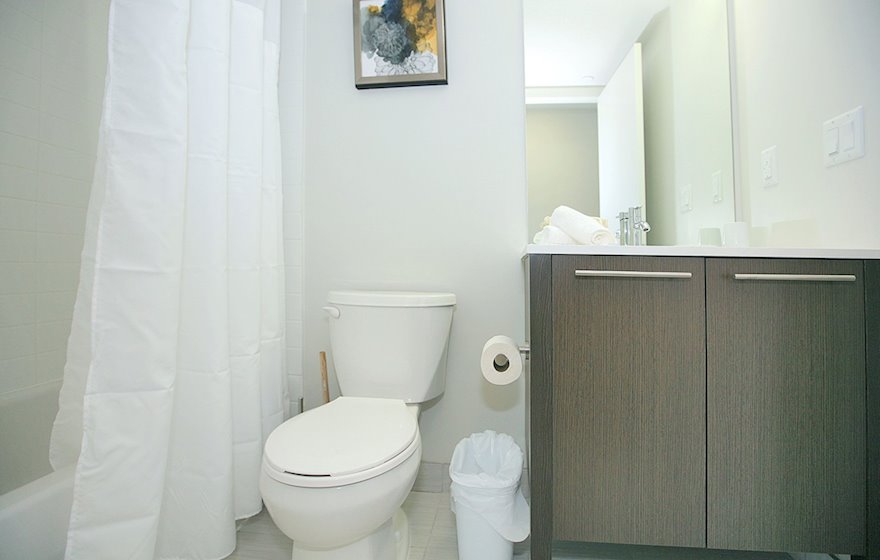 Master Bathroom Soaker Tub Fully Furnished Apartment Suite North York