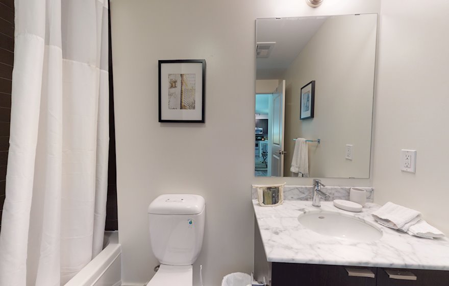 Bathroom Soaker Tub Fully Furnished Apartment Suite North York