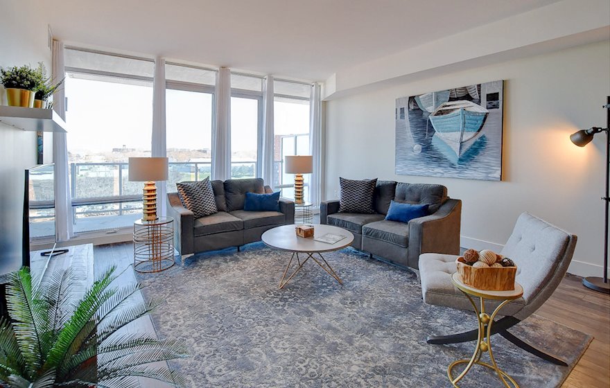 Living Room Free WiFi Fully Furnished Apartment Waterview Suite Halifax NS