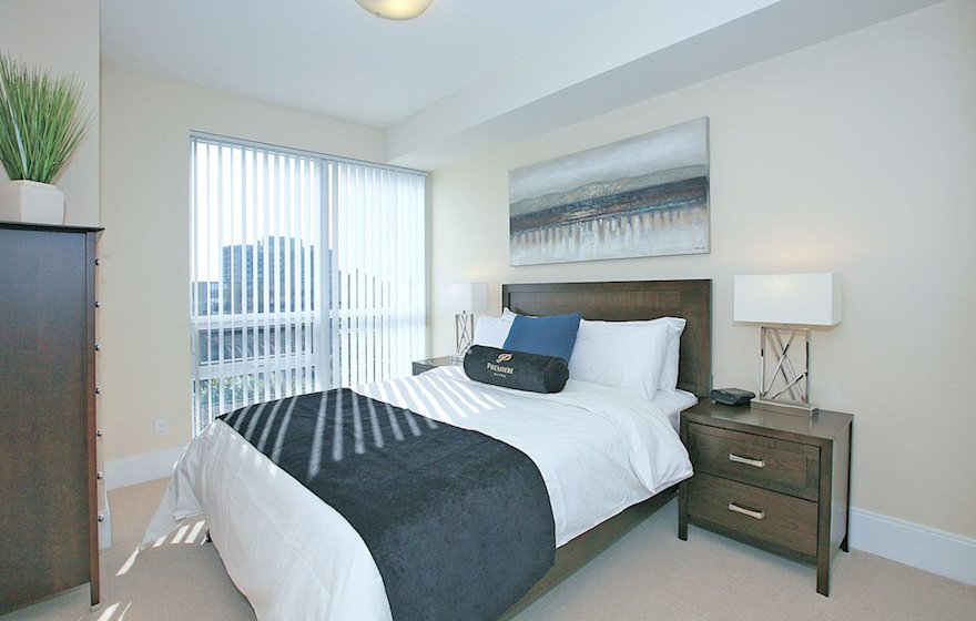 Master Bedroom Queen Mattress Fully Furnished Apartment Suite Midtown Toronto