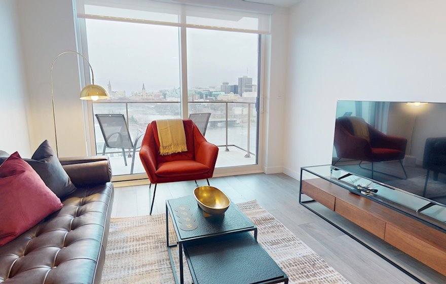 Living Room Free WiFi Fully Furnished Apartment Suite Gatineau