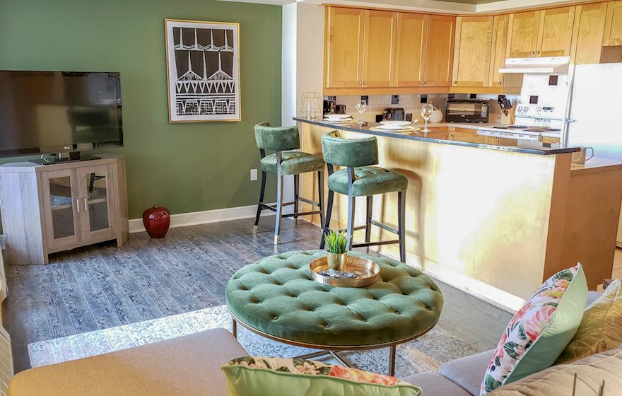 Kitchen Fully Furnished Appliances  WiFi Fully Furnished Apartment Suite Winchester Plaza Halifax NS