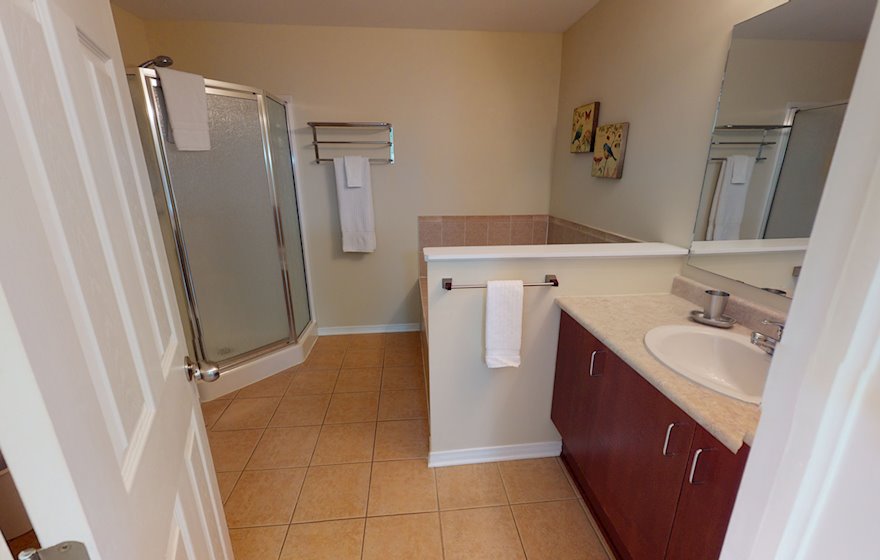 Main Bathroom Soaker Tub Fully Furnished Apartment Suite Kanata