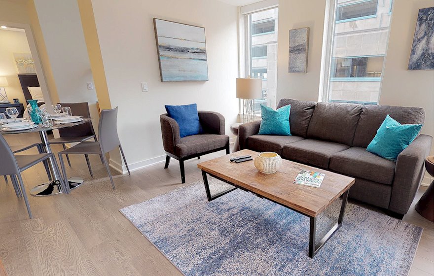 Living Room Free WiFi Fully Furnished Apartment Waterview Suite Halifax NS