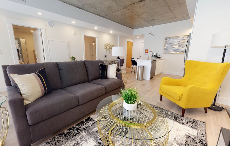 9 Open Space Living Room Dining Room and Kitchen Fully Furnished Apartment Suite Halifax NS