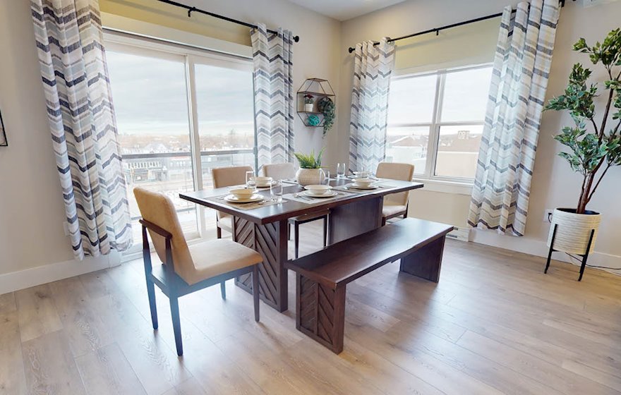 14  Dining Room Living Room Open Concept Kitchen Fully Furnished Apartment Suite Moncton NB