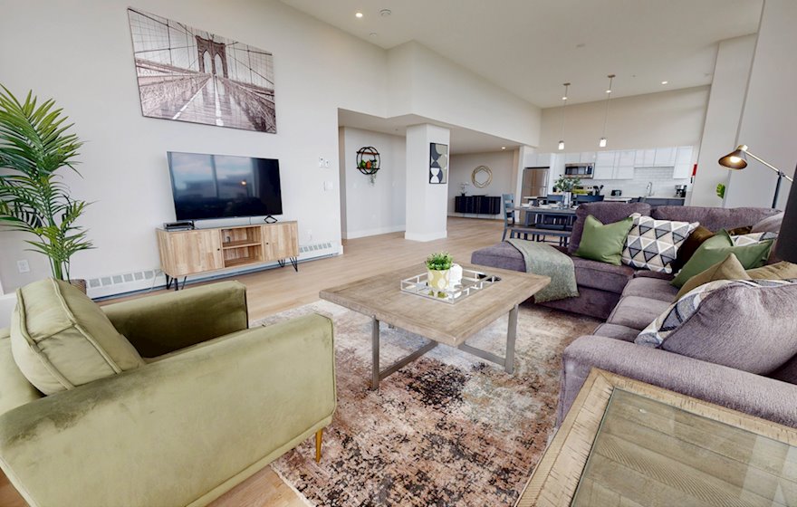 7 Open Space Living Room Dining Room and Kitchen Fully Furnished Apartment Suite Halifax NS
