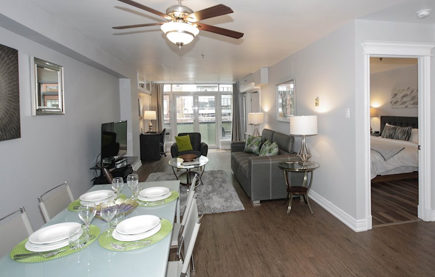 Livingroom and Dining Room Fully Furnished Apartment Suite Halifax NS