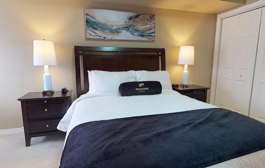 Master Bedroom Queen Mattress Fully Furnished Apartment Suite Burlington
