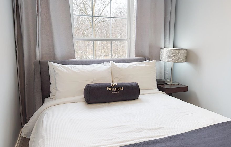 Second Bedroom Queen Mattress Fully Furnished Apartment Suite Burlington