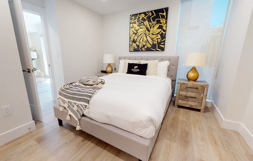 8 Primary Bedroom Queen Mattress Fully Furnished Short Term Apartment Rental Halifax NS