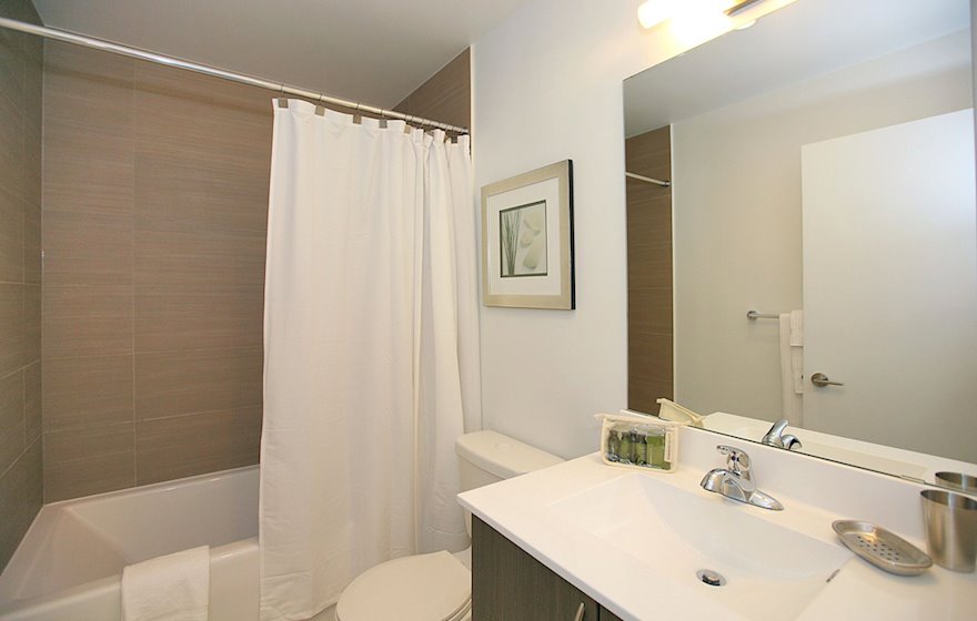 Master Bathroom Soaker Tub Fully Furnished Apartment Suite North York
